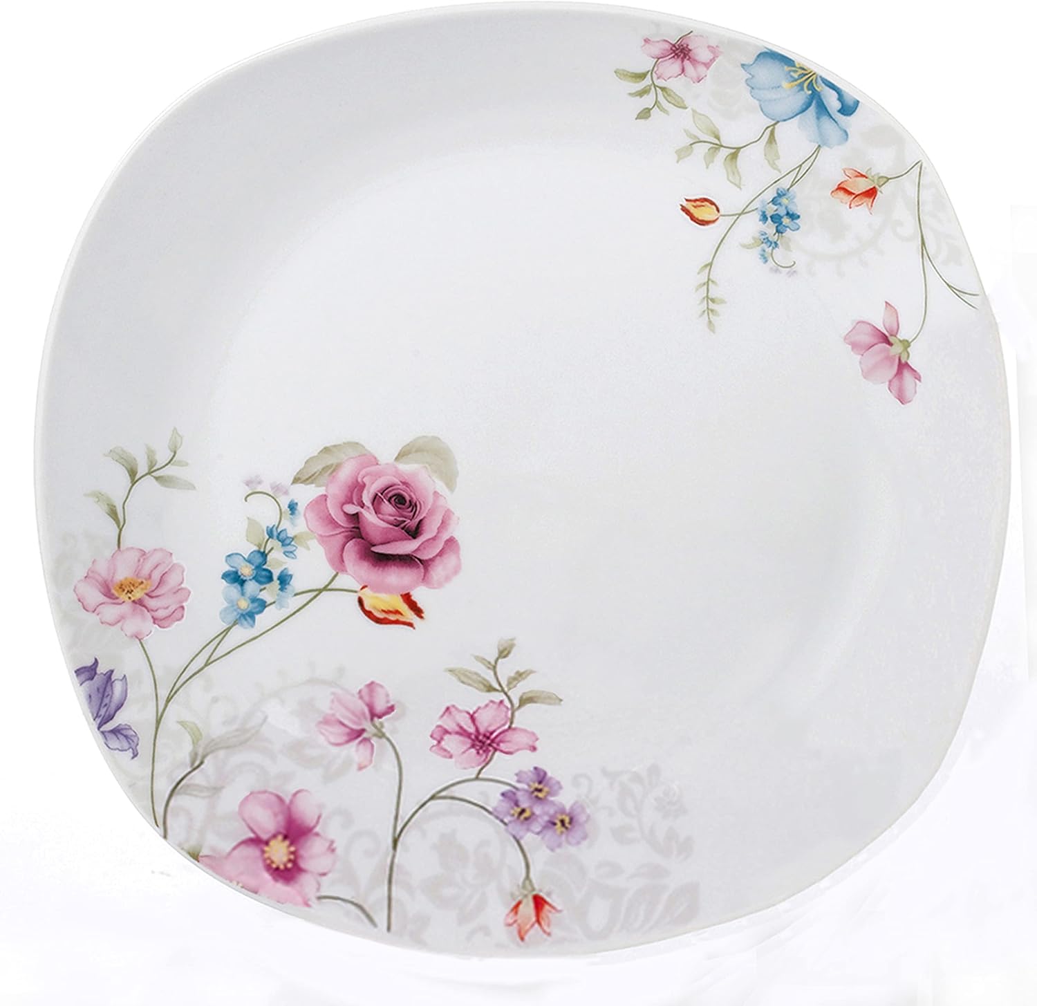 Porcelain 20 Piece Square Dinnerware Set for 4, White U568950