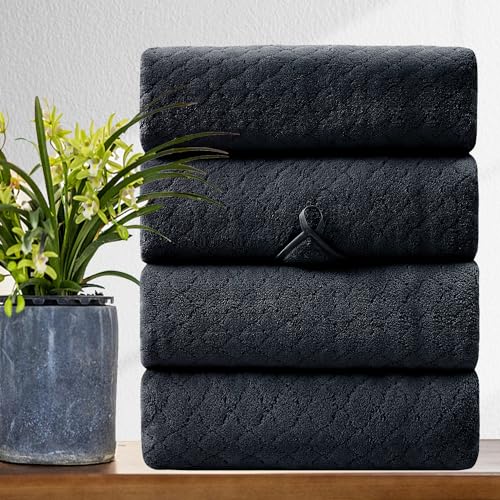 Extra Large Bath Towel Sets of 8, 2 Oversized Bath Towels, 2 Hand Towels, 4 Washcloths, 600GSM Soft Microfiber Quick Dry Highly Absorbent Bath Towels Sheets for Bathroom Kitchen Spa Hotel(Violet)