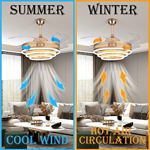 42" Invisible Ceiling Fan Chandelier Light with Remote Control P324151