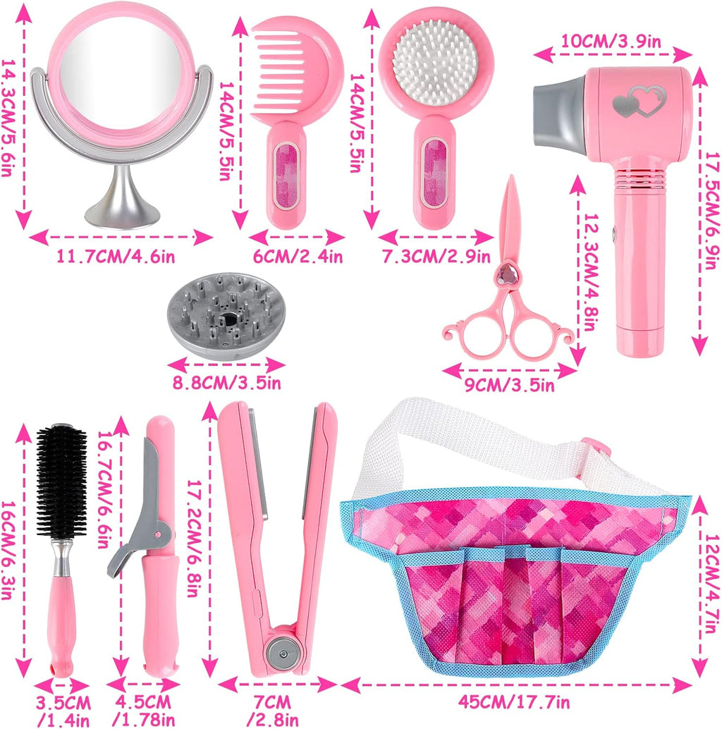 Girls Beauty Salon Set 35pcs Kids Pretend Play Makeup with Hairdryer, Mirror, Curling Iron C601742