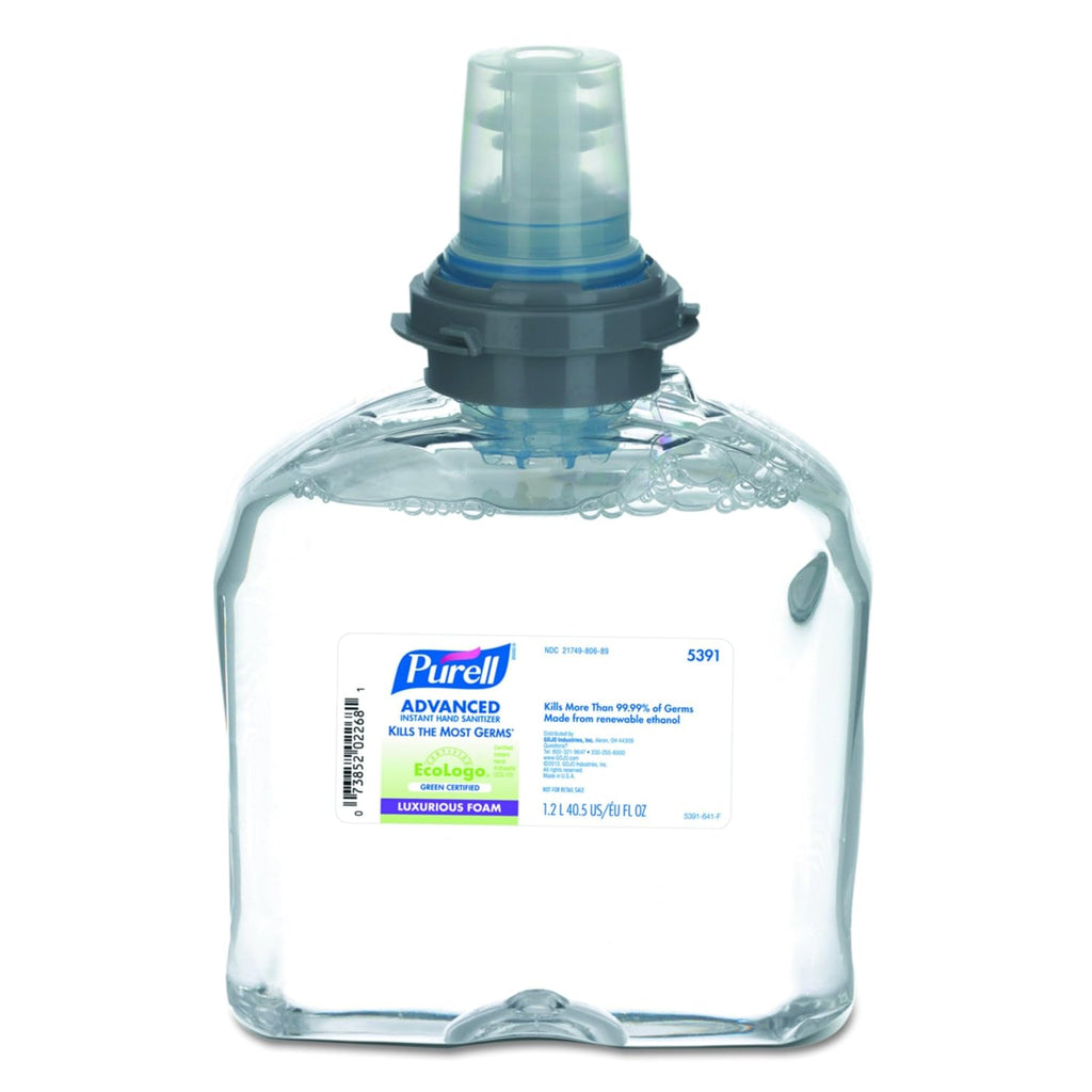 Purell 539102CT TFX Green Certified Instant Hand Sanitizer Foam Refill, 1200mL, Clear (Pack of 2)