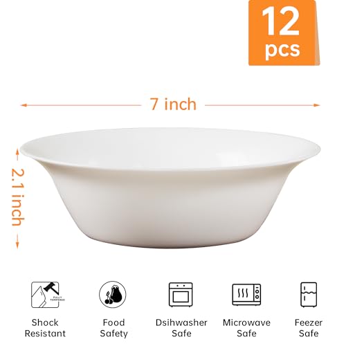 Tempered Glass Soup Bowls Set of 8, 20 oz, Microwave & Dishwasher Safe J9733