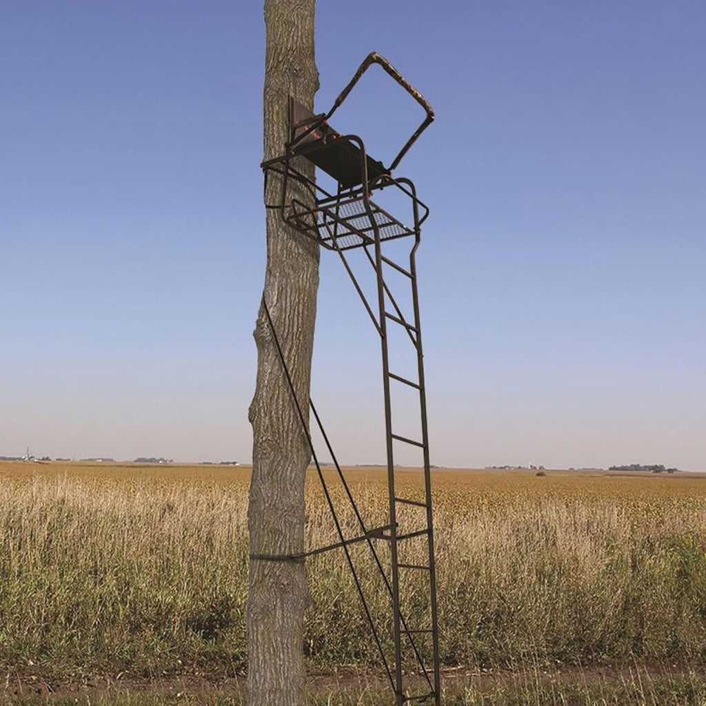 18.5 Foot 1 Person Deer Hunting Adjustable Ladder Tree Stand with Fall Arrest System, Camouflage (2 Pack) C191
