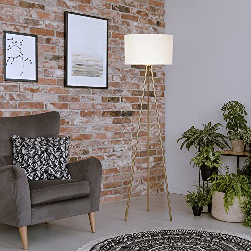 Mid-Century Modern Tripod Floor Lamp, Antique Brass O95704