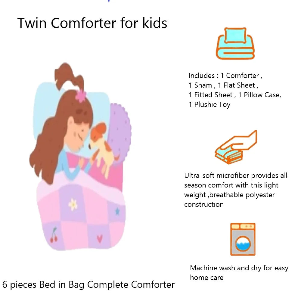 Twin zebra pink comforter and sheet set for kids H7908