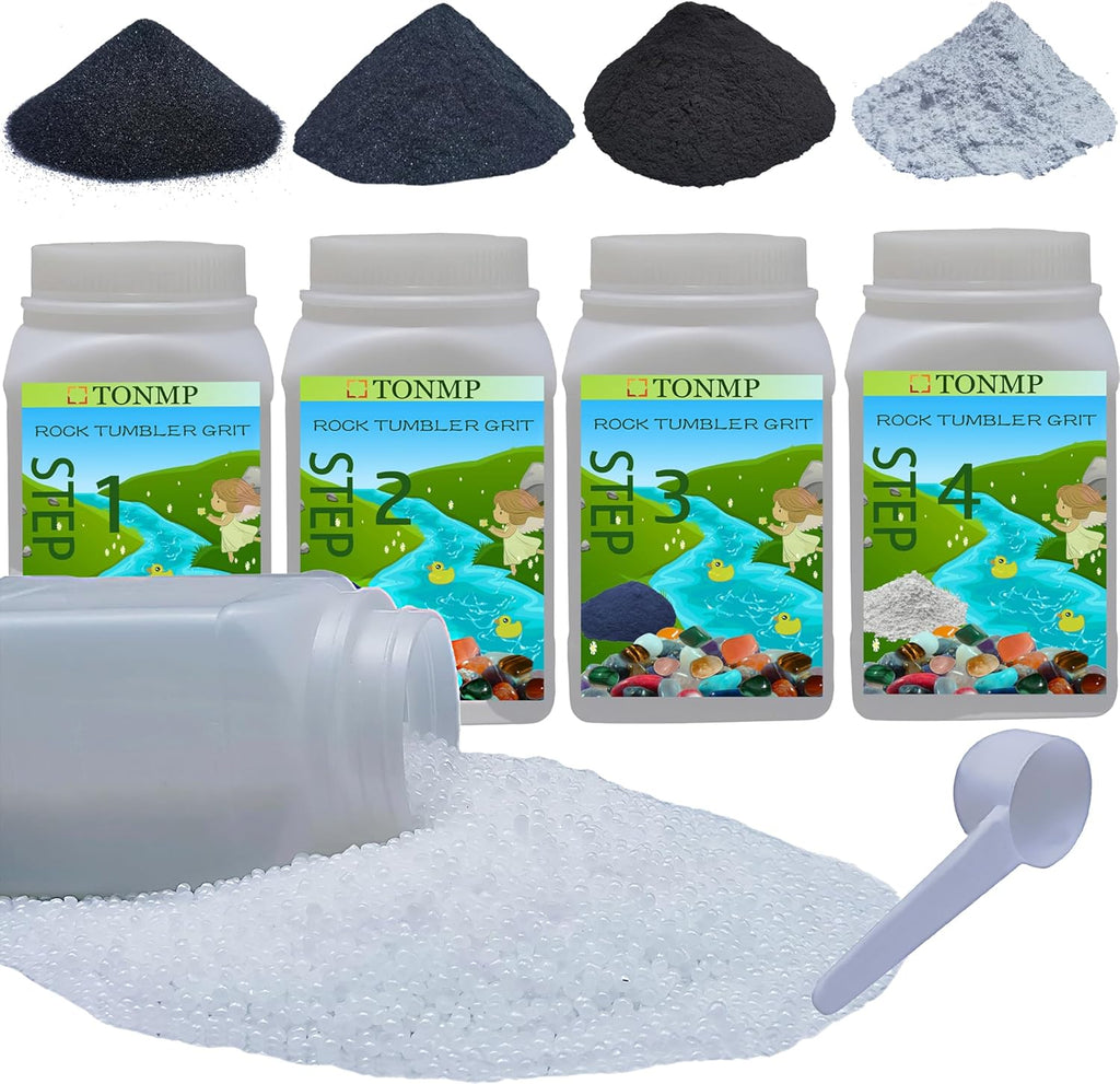 Rock Tumbler Grit Refill Kit - 7 lbs Grits Media + 1 lb Plastic Pellets for Stone Polishing W650580