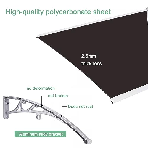Front Door Canopy Window Awning with Polycarbonate Cover and White Bracket V6214