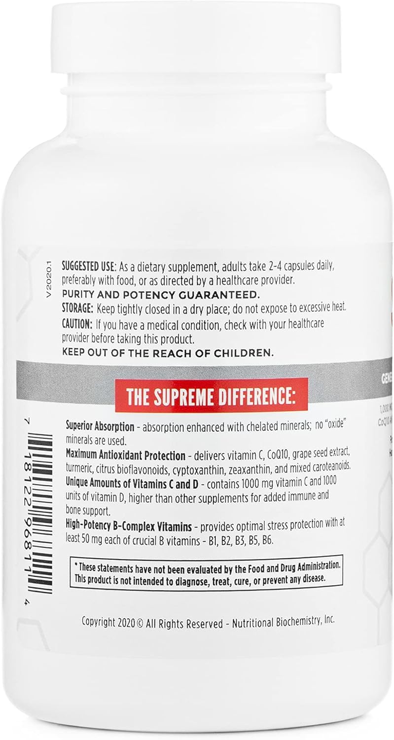 Daily Multivitamin with Vitamins A, C, D, E, K, B6, B12 and Minerals, 120 Veggie Capsules O47465