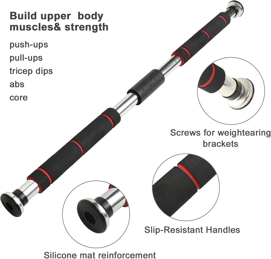 Pull Up Bar Dip Station for Home Gym, Wall Mounted, Adjustable Height, 330 lbs Capacity E130