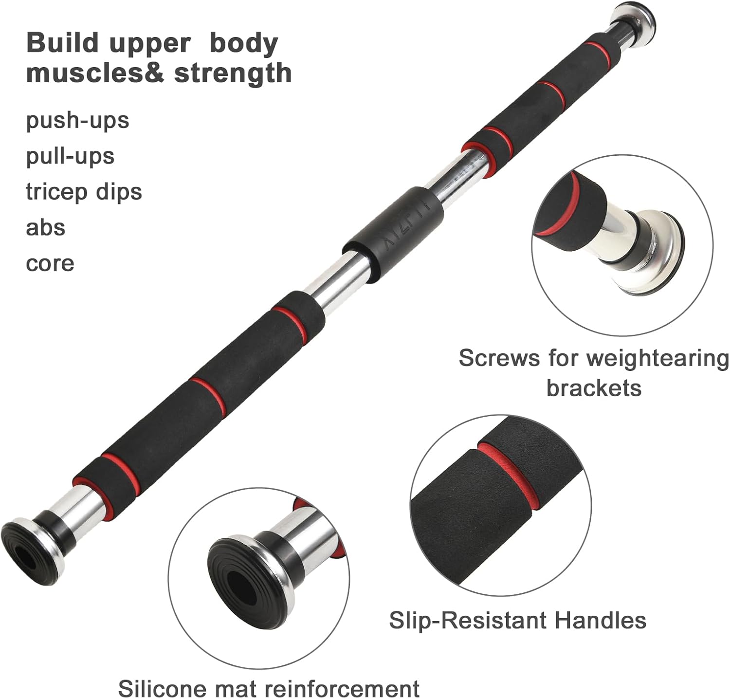 Pull Up Bar Dip Station for Home Gym, Wall Mounted, Adjustable Height, 330 lbs Capacity E130