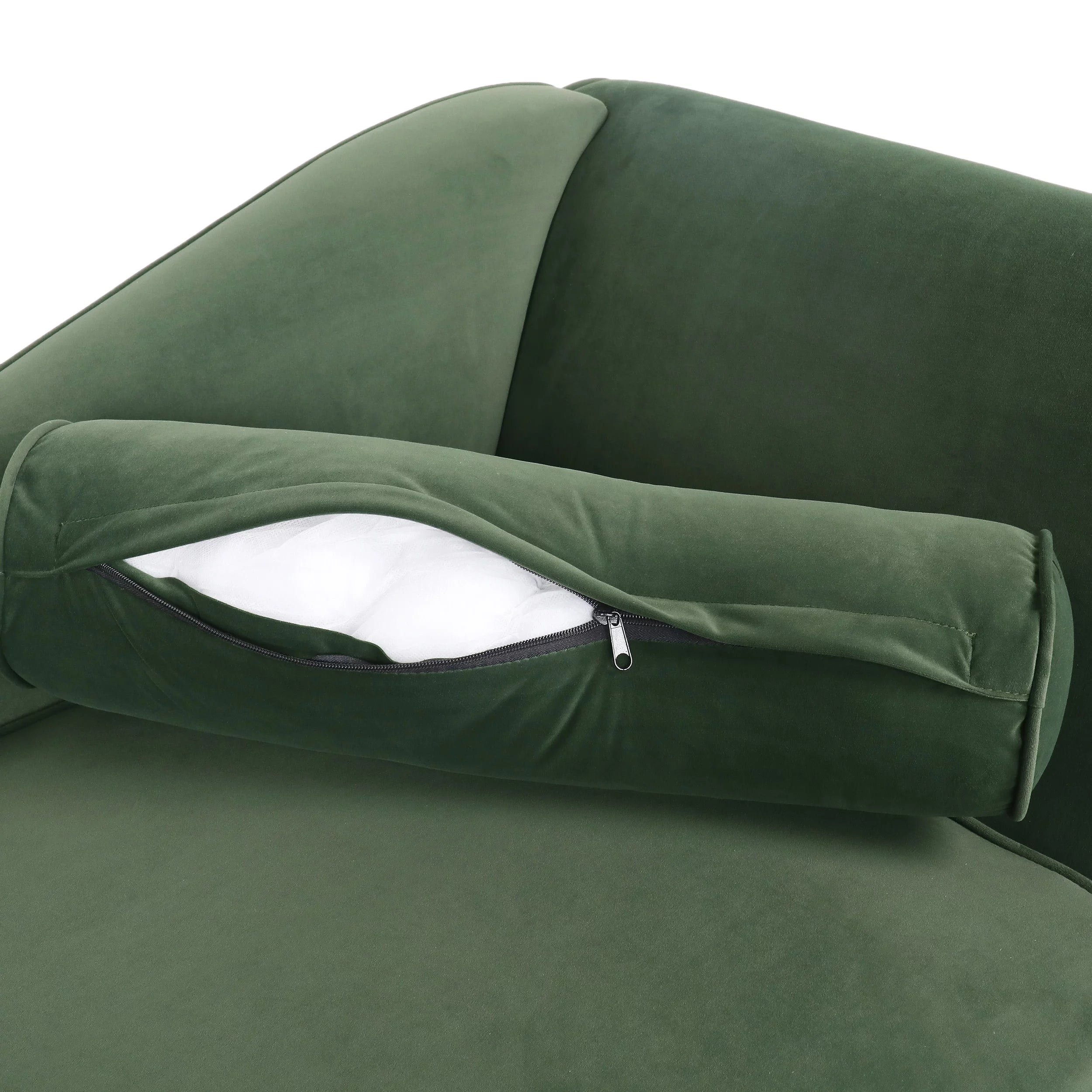 Indoor Fabric Chaise Lounge with Bolster Pillow, Sage Green V580