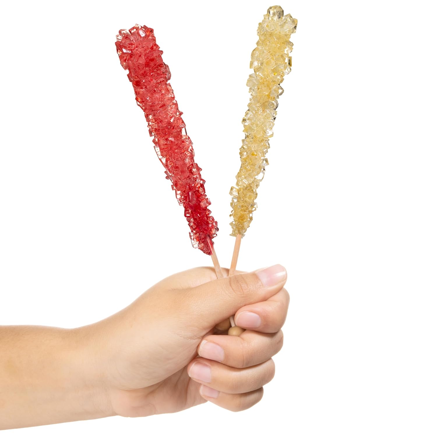 Gold and Red Rock Candy Sugar Sticks, Original & Strawberry Flavored C424435