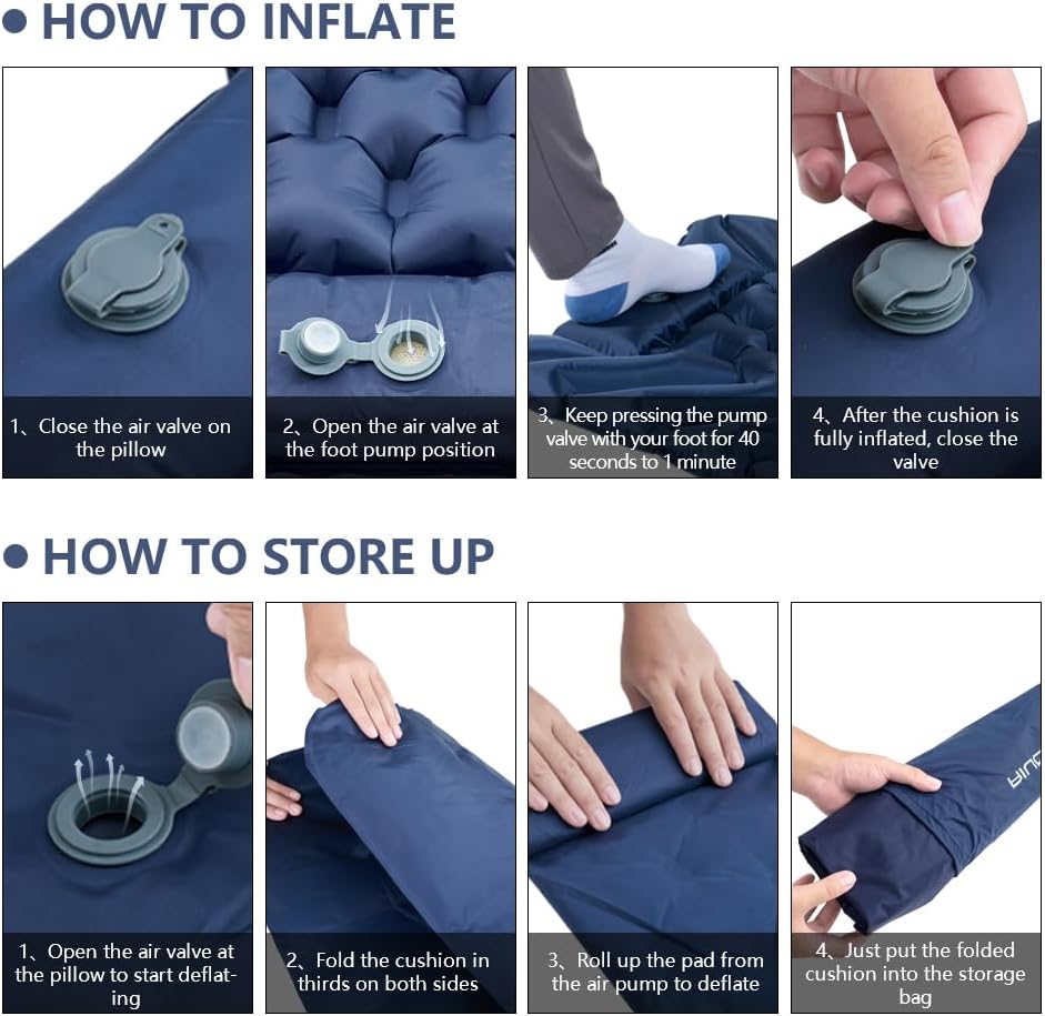 Inflatable Sleeping Pad for Camping with Pillow and Foot Pump G70282