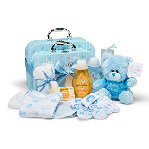 Baby Box Shop Baby Shower Gifts Boy - 12 pcs Newborn Essentials for New Born Baby Boy Gifts - New Baby Boy Gifts Set, Newborn Baby Boy Hamper Gift for Baby Boy - Newborn Baby Boy Gifts Set - Blue