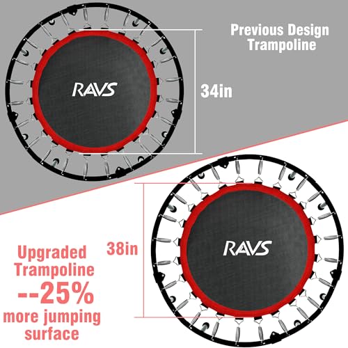 Mini Trampoline for Adults Fitness, Indoor Exercise with Stretch Bands Y38742
