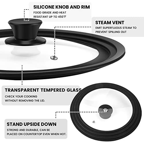 Silicone Lid for Pots and Pans, Tempered Glass Cover 7-12 Inch R255054