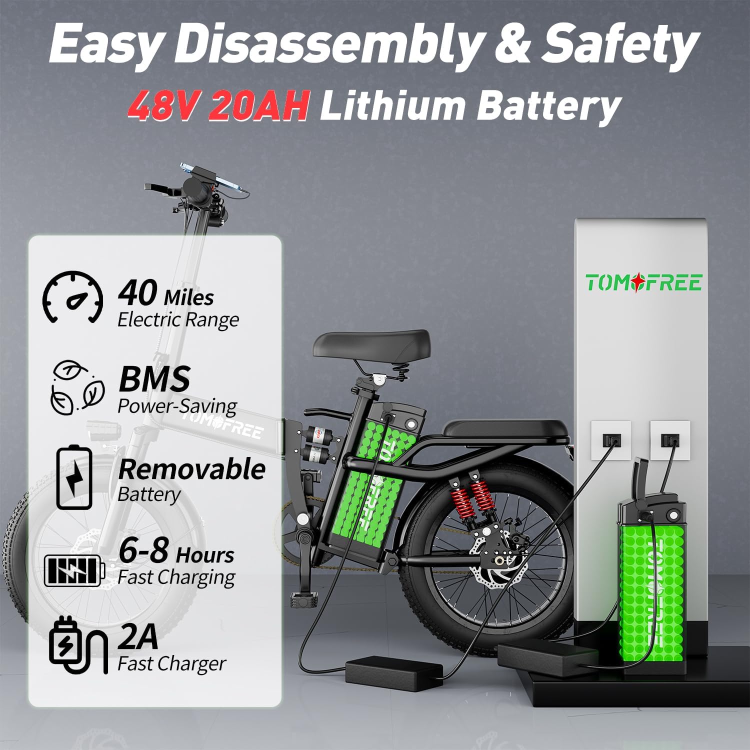 Electric Bike for Adults, 1200W Motor, 40 Miles Range, Folding Ebike X2739