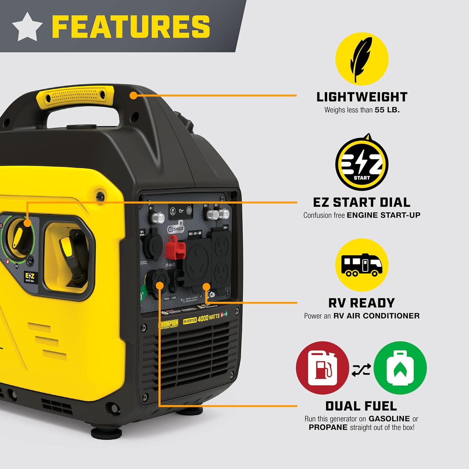 4000-Watt Dual Fuel RV Ready Portable Inverter Generator N171166