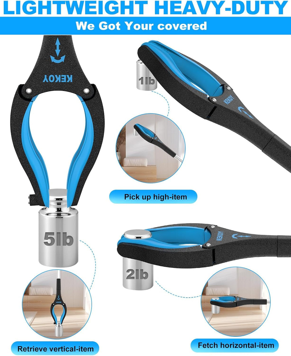Grabber Reacher Tool for Elderly, Foldable Heavy Duty with Rotating Jaw O7622