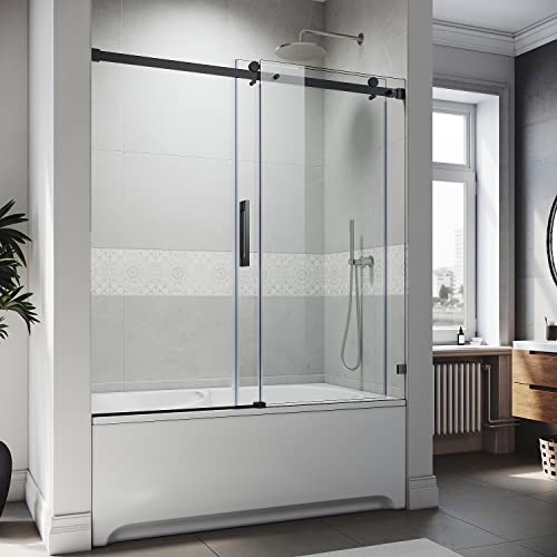 Frameless Sliding Tub Door 58.5-60" W x 62" H with Clear Tempered Glass T790914
