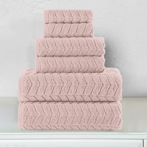 6-Piece 100% Turkish Cotton Towel Set - 2 Bath Towels, 2 Hand Towels, 2 Washcloths, Black D356326