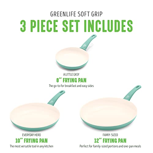 Soft Grip Ceramic Nonstick Frying Pan Skillet Set, 8 10 12 Inch, PFAS-Free, Dishwasher Safe Y411