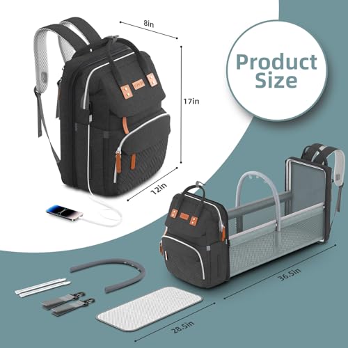 Diaper Bag Backpack with Changing Station, Black K21063