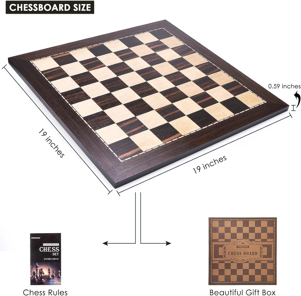 19 Inch Wooden Tournament Chess Board with 2.0 Inch Squares M83407