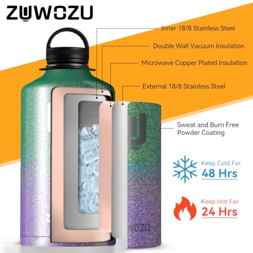 1 Gallon Insulated Stainless Steel Water Bottle with Straw and Handle, 128oz V808