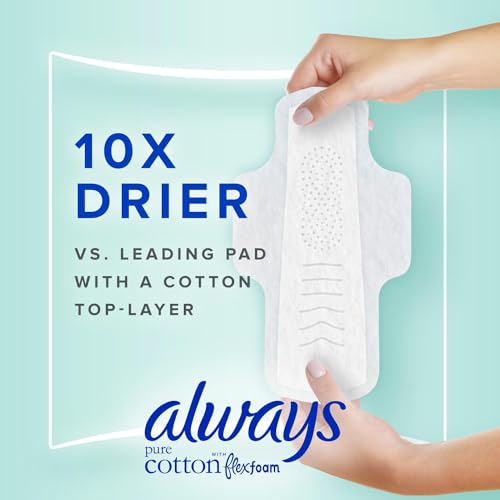 Pure Cotton Feminine Pads, Size 2, Heavy Flow, Wings, Unscented, 34 Count Y7893