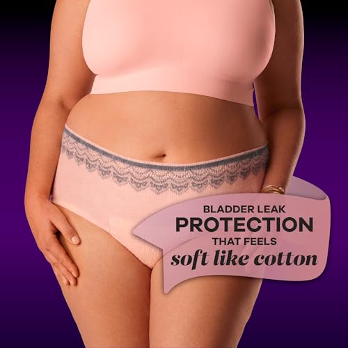Incontinence and Postpartum Underwear for Women, Maximum Protection, L, Rosy, 44 Count O7468