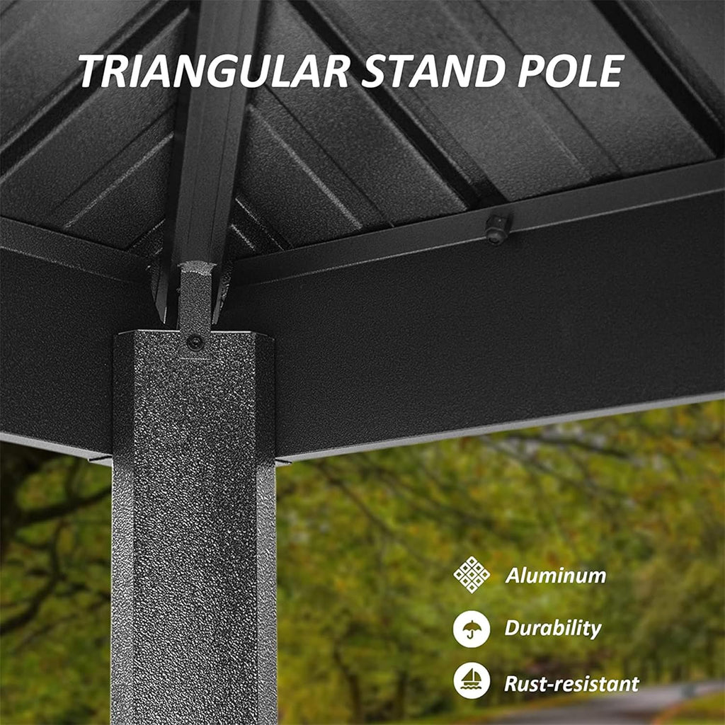 Outdoor Aluminum Hardtop Grill Gazebo with Shelves and Double Roof Y613