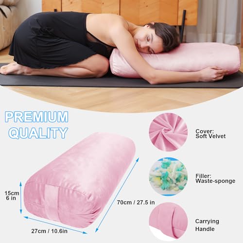 Rectangular Yoga Bolster Pillow with Velvet Cover for Meditation A454