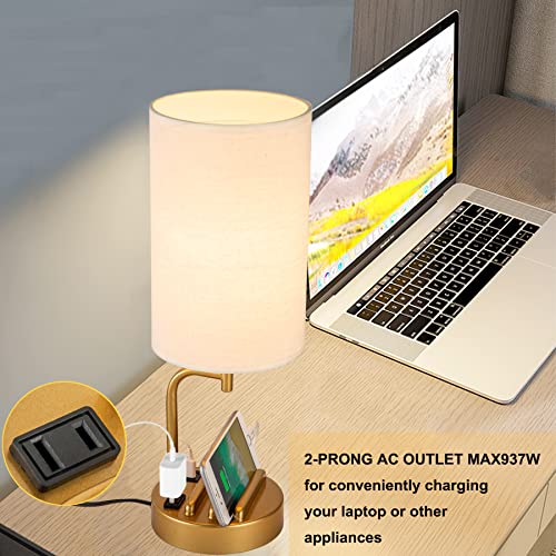 Touch Control USB Table Lamp, 3-Way Dimmable Bedside Lamp with Charging Ports O695118