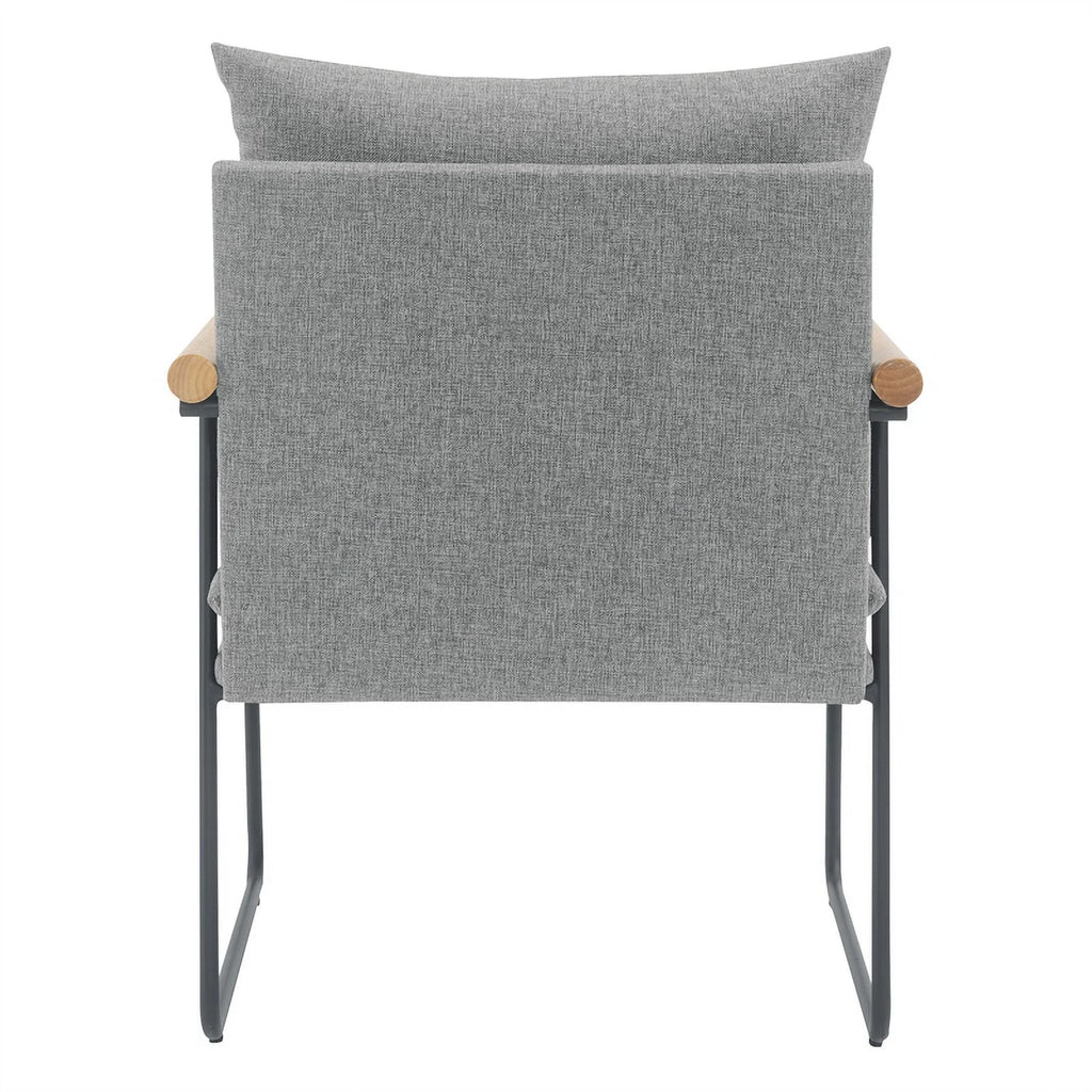 Armchair in Charcoal Fabric with Natural Arms and Black Sled Base D6437