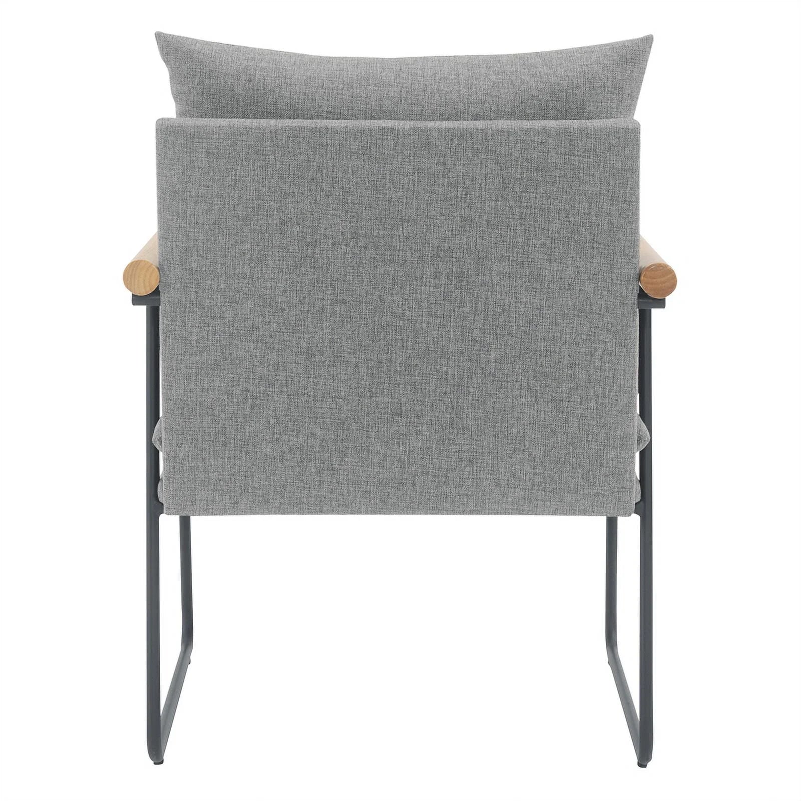 Armchair in Charcoal Fabric with Natural Arms and Black Sled Base D6437