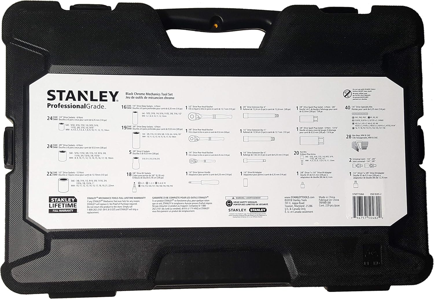 229-Piece Mechanics Tool Set with Black Chrome Finish L167