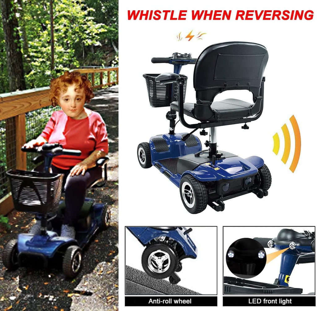 4 Wheel Mobility Scooter for Seniors, Collapsible Travel Scooter with Basket P96597