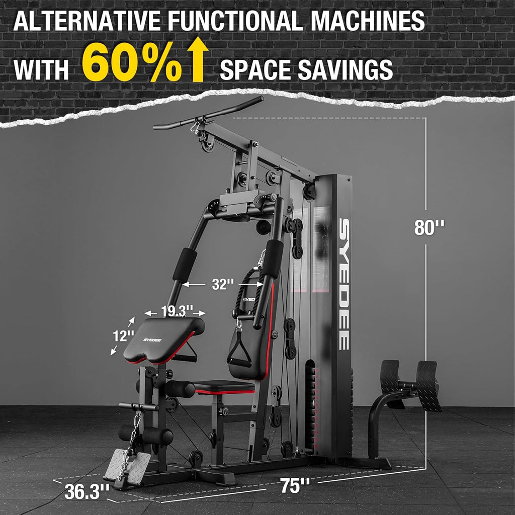 Multifunctional Home Gym Station with 150LBS Weight Stack A586