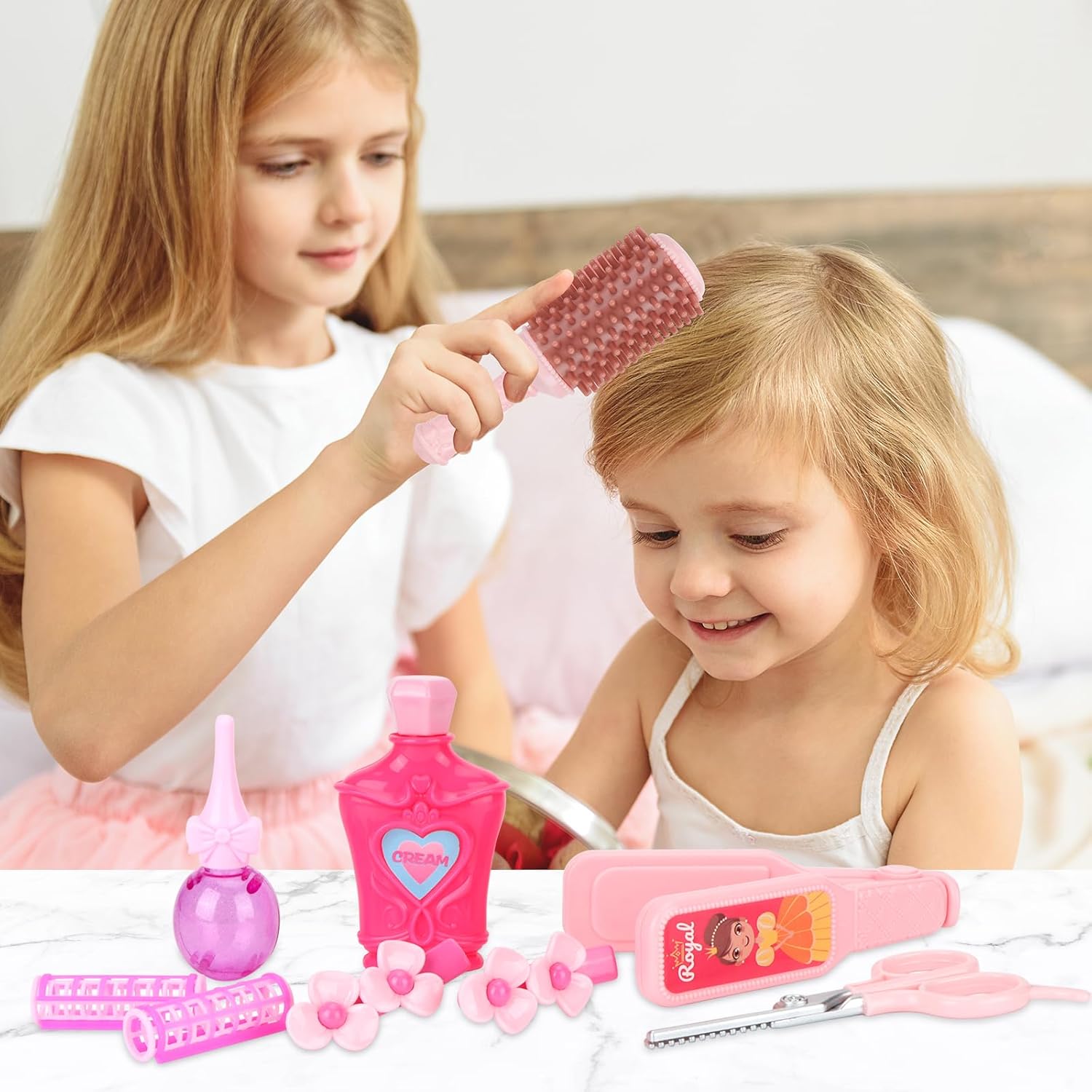 Doll Hair Stylist Toy Kit, 27 PCS Pretend Play Set with Blow Dryer and Accessories for Girls Ages 3-9 D2508