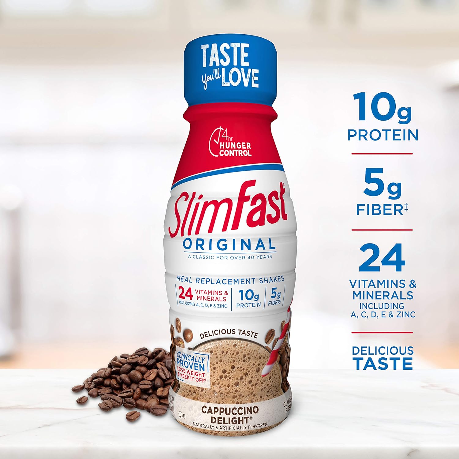 Cappuccino Meal Replacement Shake, 10g Protein, 11 Fl Oz, 4 Count (Pack of 2) S86427