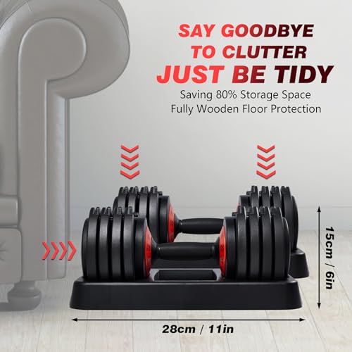 Adjustable Dumbbell Set with Tray for Home Gym Workout T116959
