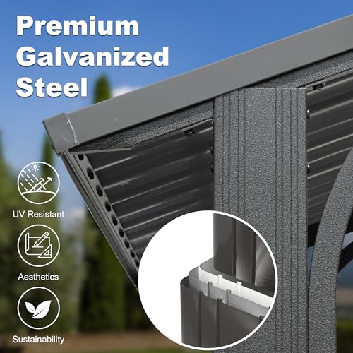 8x5FT Hardtop Grill Gazebo with 2 Side Shelves and Bottle Opener A955