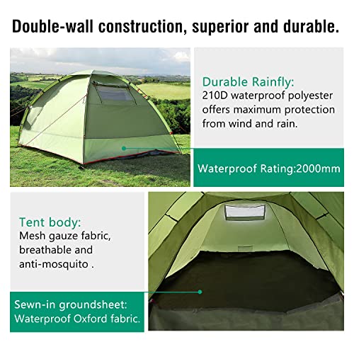 Emergency Survival Tent, Waterproof Family Camping Dome Tent 3 Person, Portable Outdoor Cabin V82563