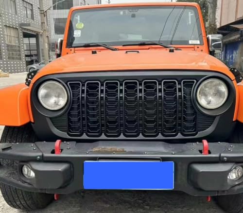 Front Grille Grid Guard with Camera Hole for Jeep Wrangler JL 2018-2024 Gladiator ABS Blackout F8790