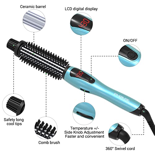 Curling Iron Brush, Dual Voltage Travel 1 Inch Ceramic Tourmaline Ionic Hair Curler Z3094