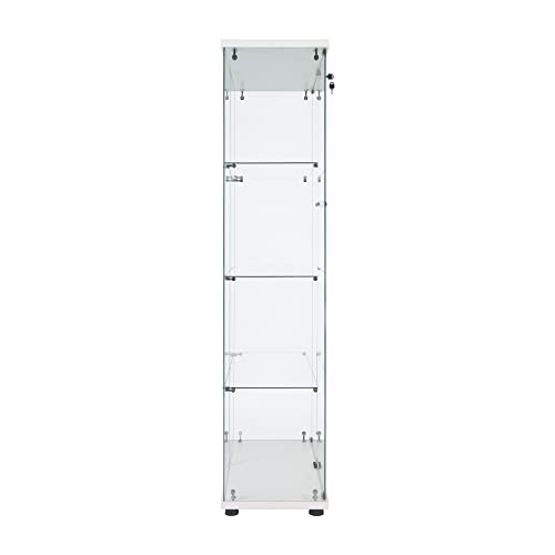 Glass Display Cabinet with Lock and Lights, 2 Doors, 4 Shelves, White M1785