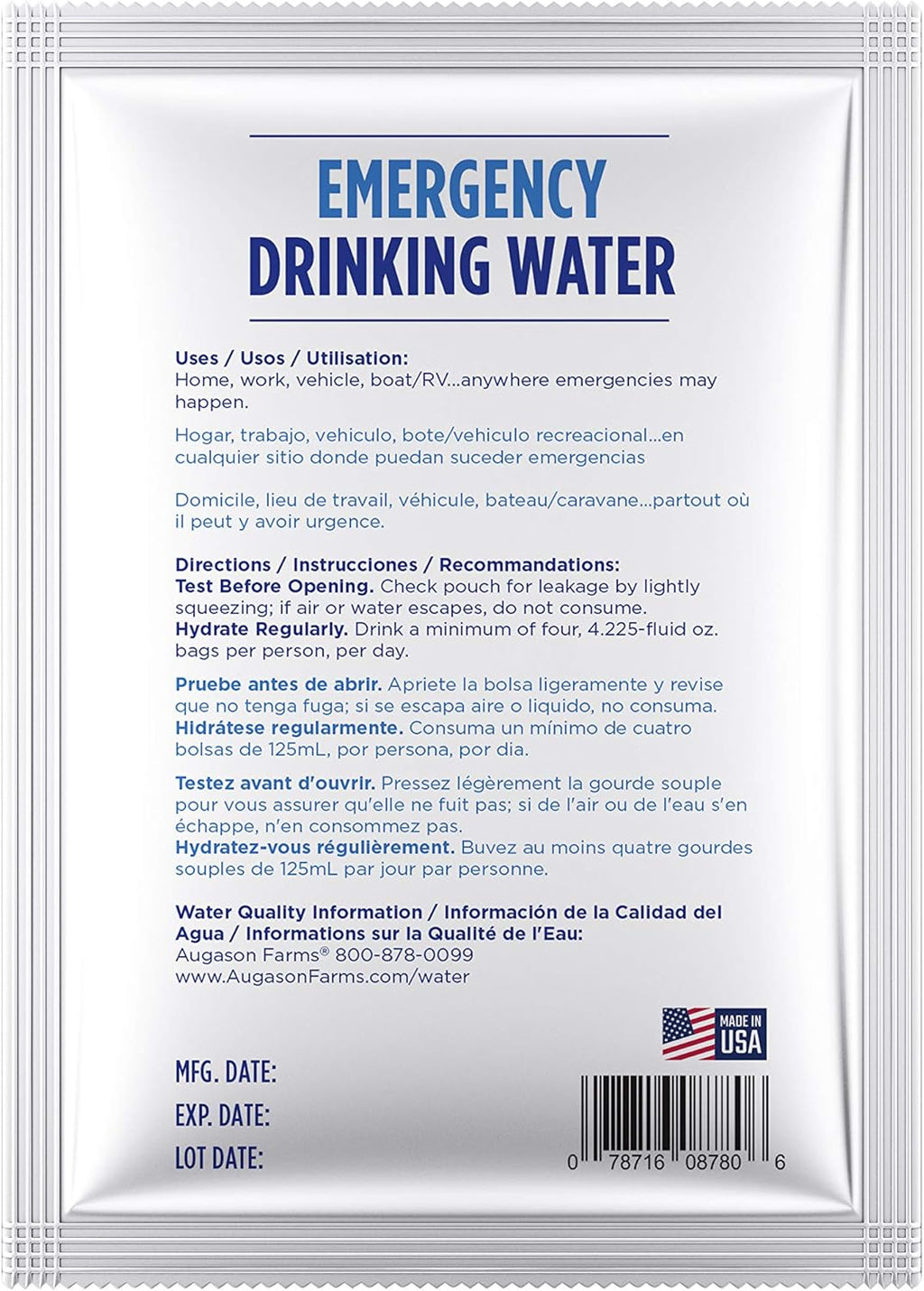 Emergency Drinking Water 4.22 oz (Pack of 100) O155