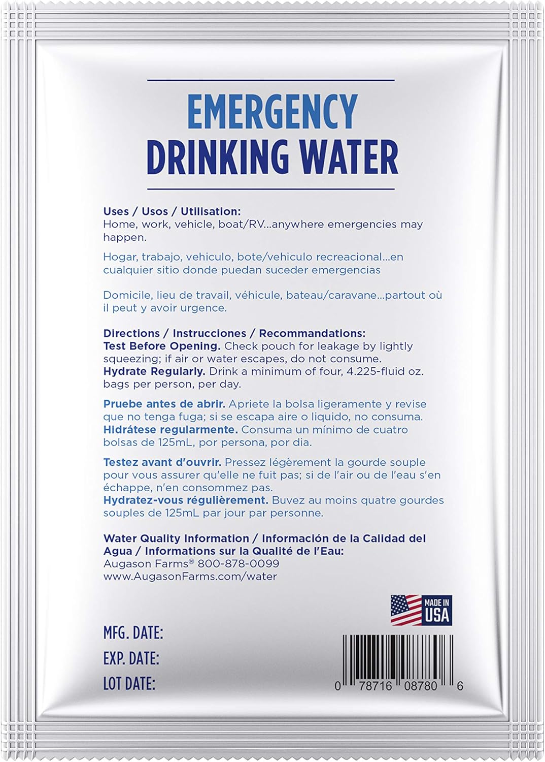 Emergency Drinking Water 4.22 oz (Pack of 100) O155