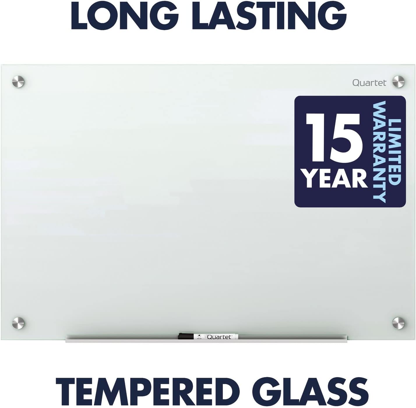 Magnetic Glass Dry Erase White Board, 6' x 4', Frameless I804991